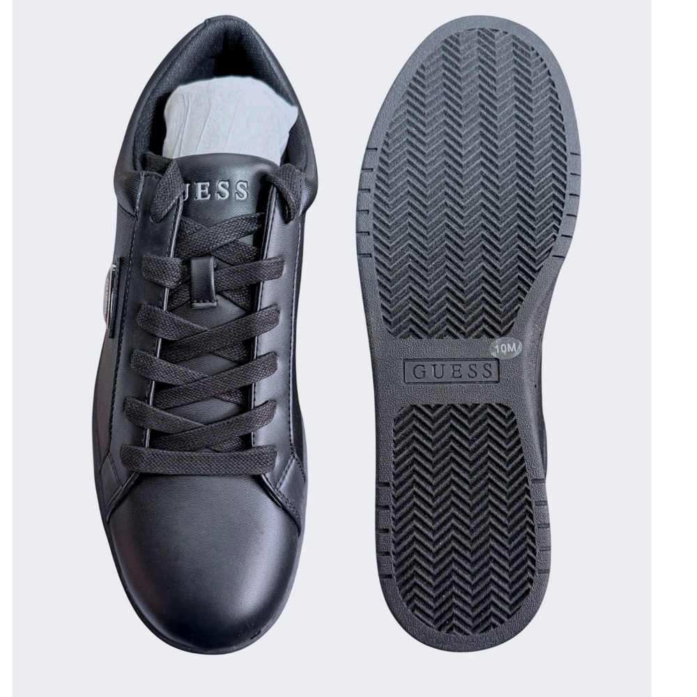 Guess Lacket Mens Black Faux Leather Low Top Sneakers Size 10 M NEW - Picture 6 of 12